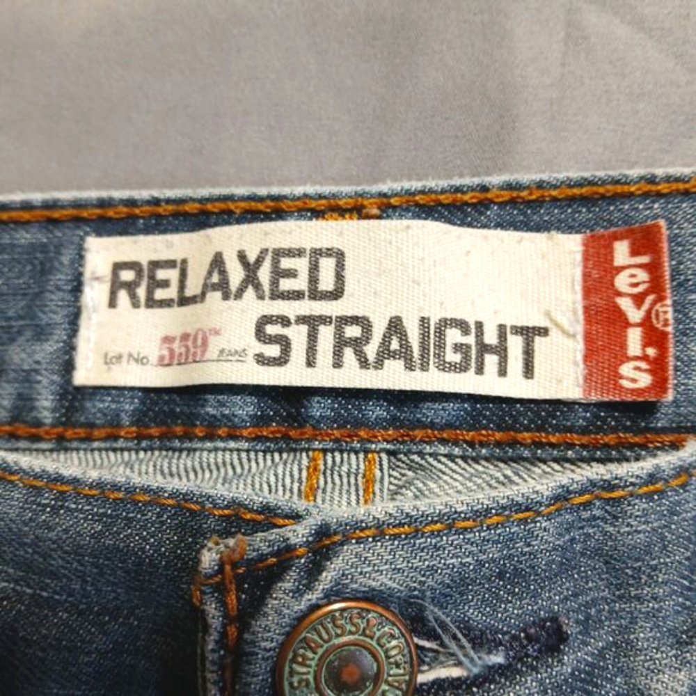 Levis 559 Jeans Men 34x32 Blue Relaxed Straight 90s Y2k Vintage Denim Biker Moto - Picture 2 of 10
